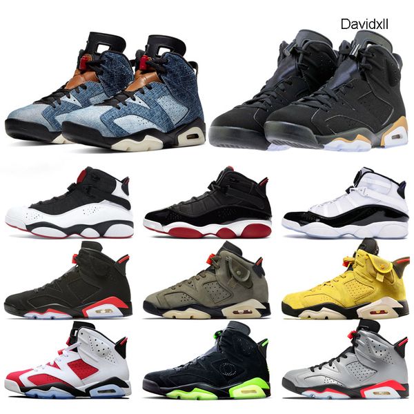 

washed denim 6s men basketball shoes rings 6 bred concord black infrared psg 3m reflective mens athletic sports sneakers size 40-47