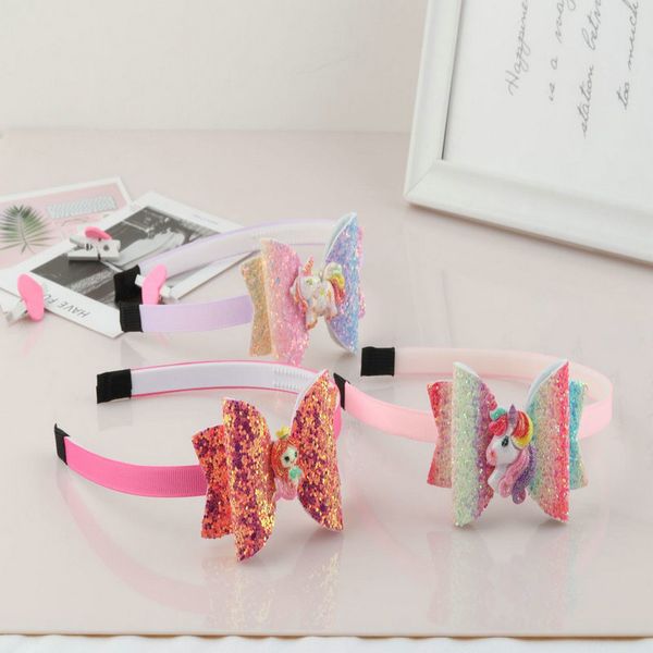 

2020 new color onion powder gretel bow headband party unicorn cartoon cute funny headband hair accessories, Black;brown