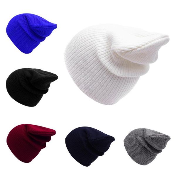 

women men cap solid color warm hat skullies knitted beanie cap