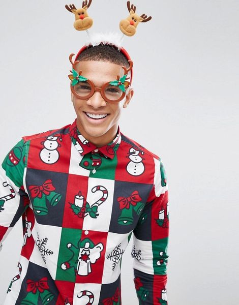 

2019 christmas snow bell gift long sleeves men shirt, White;black
