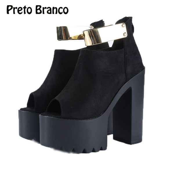 

preto branco 14.5cm heels platform fashion boots autumn sequins nightclub high-heeled women's boots women zyw-810-1, Black