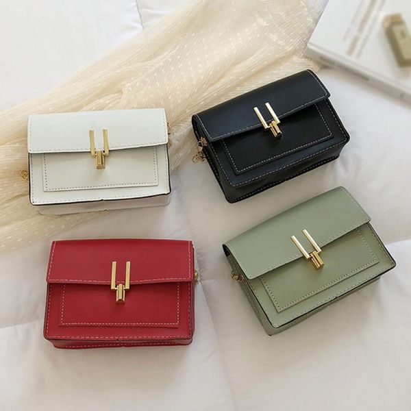 

fashion women hasp solid color chain shoulder messenger bag lady retro pu bukkle crossbody bag bolso mujer #t1p