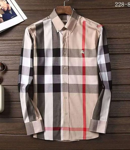 

2019 american business brand self-cultivation plaid shirt, fashion designer brand long-sleeved cotton casual shirt striped co-dress shirt 29, White;black