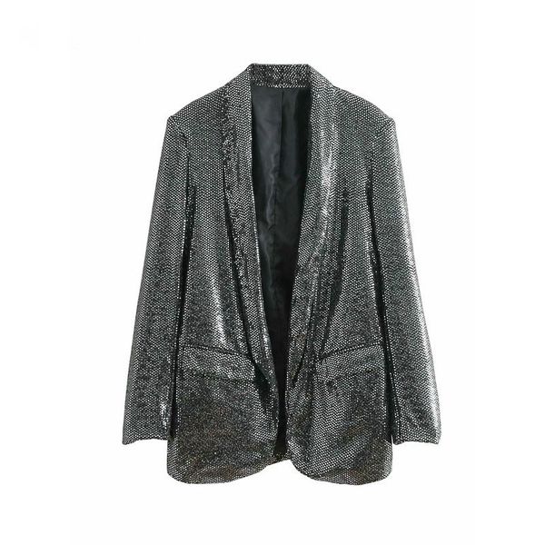 

fashion sequins jacket women casual streetwear casaco black shining coat long sleeve open stitch cool ladies feminine outwear, Black;brown