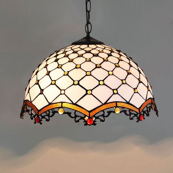 

dia40cm european modern minimalist white pendant lamps vintage tiffany lighting stained glass hanging lamp for dinning room bedroom