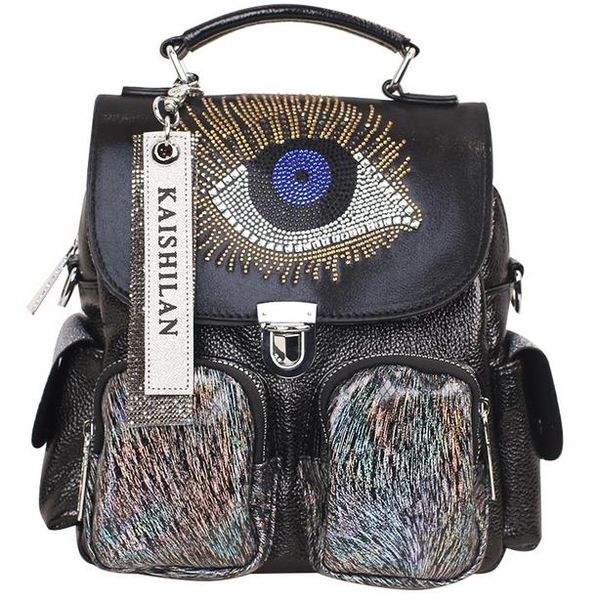 

est brands recommend women's fashion backpacks embellished rhinestone eye pattern locks multifunctional shoulder bag shoulder bag