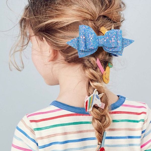 

ручной мини блестками маленькие девочки волос бантики клипы блестящие милый заколки заколки головные уборы девушки аксессуары, Slivery;white