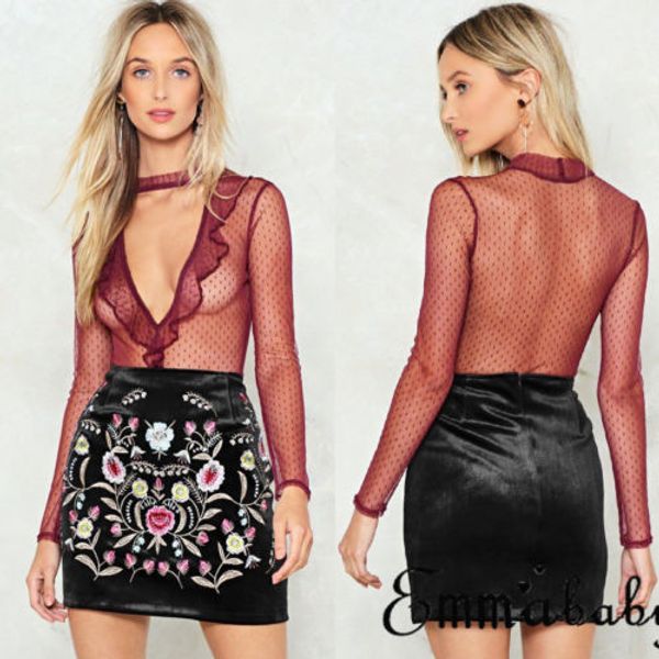 

rompers 2018 new brand womens long sleeve basic ladies stretch leotard choker rompers high neck top, Black;white