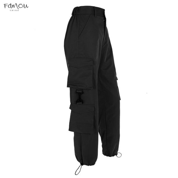 

Patchwork High Waist Cargo Pants Women Hop Streetwear Pockets Pencil Pants Fashion Ankle-Length Hip Loose Trousers Women