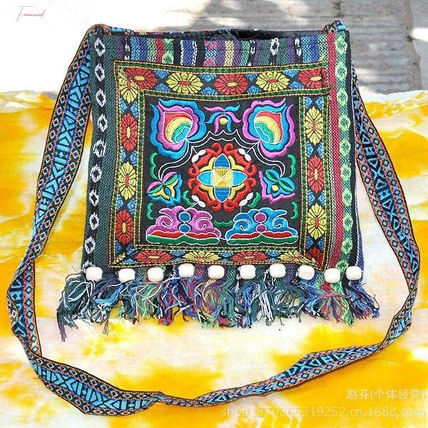 

vintage ethnic shoulder bag embroidery boho hippie tassel tote messenger women handbag