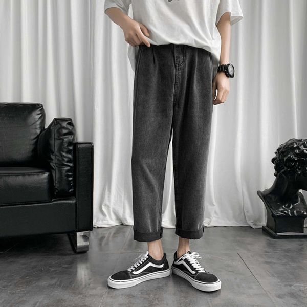 

new straight jeans men's fashion washed casual korean retro jeans men streetwear wild hip hop loose denim trousers mens s-2xl, Blue
