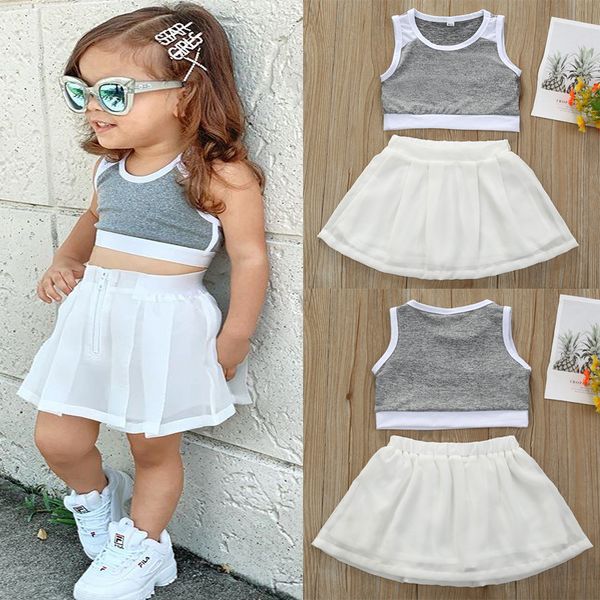

new 2pcs kids clothes girls summer baby girl clothes sleeveless home dress kids sweet jumpsuit sleeveless romper overall outfit, White