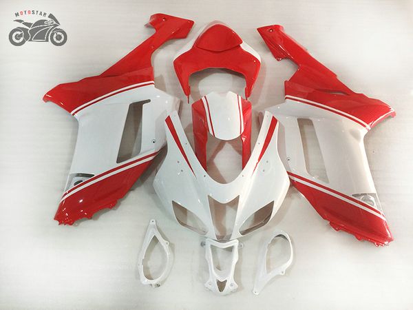 Personalizza i tuoi kit carenatura per Kawasaki 2007 2008 Ninja ZX6R 07 08 ZX 6R carenature moto da corsa bianco rosso