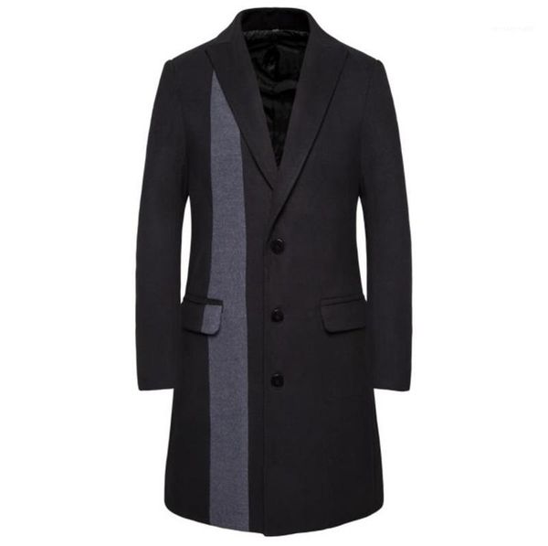 

мужская мода плащи single полосатый украшения пальто turtle neck тонкий homme пальто mens конструктора зимы, Tan;black
