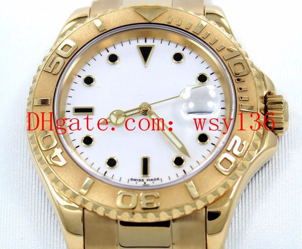 

factory supplier 166288 40mm automatic movement watch white dial 18k yellow gold luxury men's date wrist watches, Slivery;brown