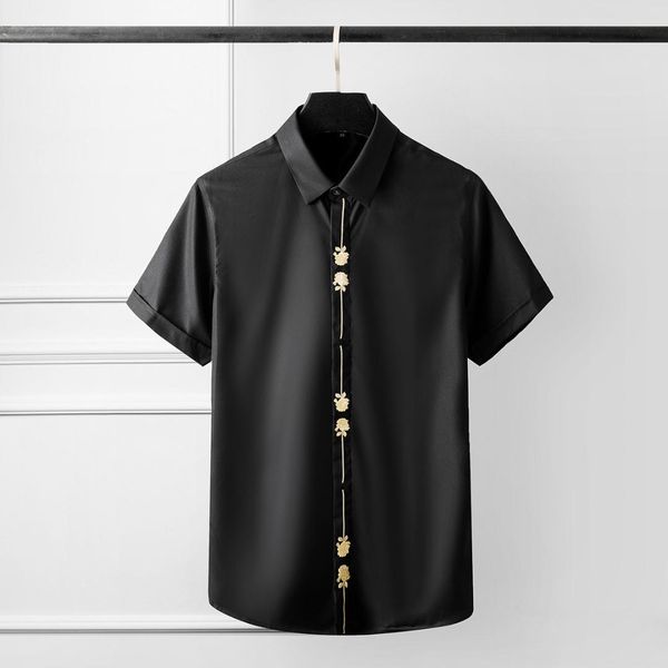 

100% хлопок мужская рубашка мода разрез вышитые с коротким рукавом мужская рубашка белый черный мужские рубашки повседневная slim fit, White;black