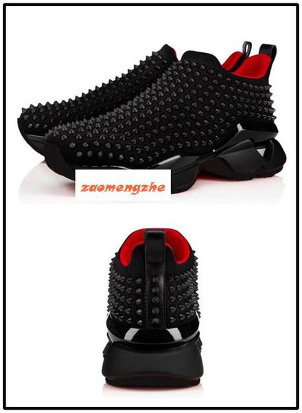 

flat donna runner rivet red bottom casual shoes glitter sunset sneakers new loubi run sneakers us 7, Black