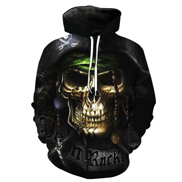 

New Autumn and Winter Mens 2019 Luxury Designer Clothes Front And Back Skull Prints Casual Designer Hoodies Fashion Hipster Sweatshirt Black