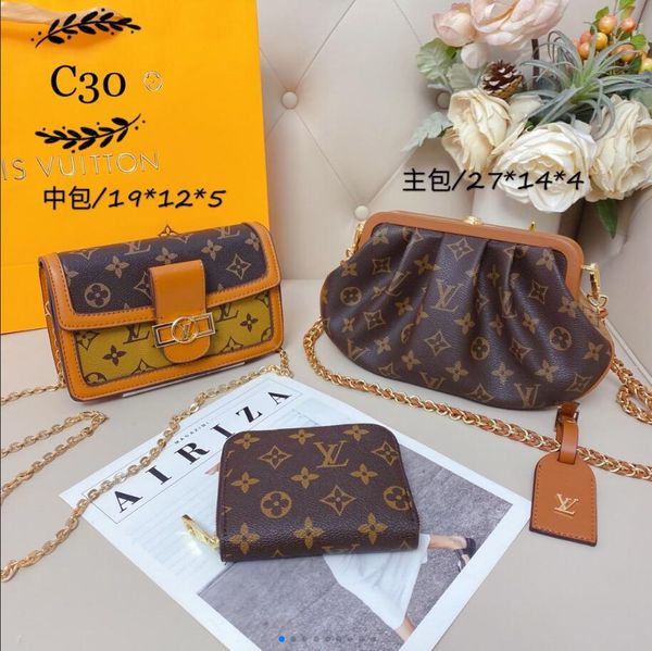 

2020 new crossbody bag fashion classic retro style three-piece ladies crossbody bag shoulder portable crossbody bag backpack wallet