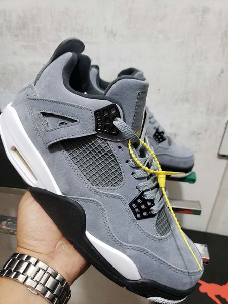 

2019 new 4 black cool gray low men basketball shoes sports 4s sneakers fashion trainers size 7-13 with box