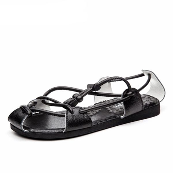 

classic men soft sandals comfortable men summer shoes genuine leather couple sandals men roman comfortable beach sandals, Black