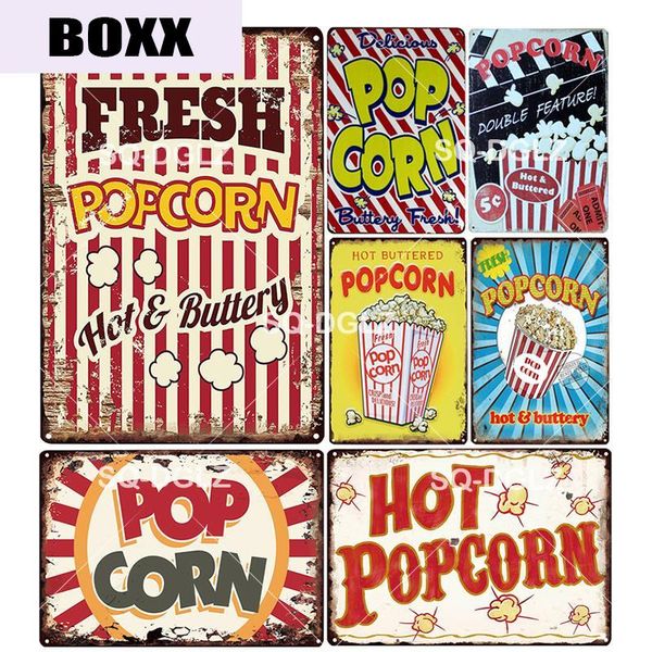 

fresh pop corn metal sign vintage metal plates cafe bar pub club home wall decor tin signs retro plaque