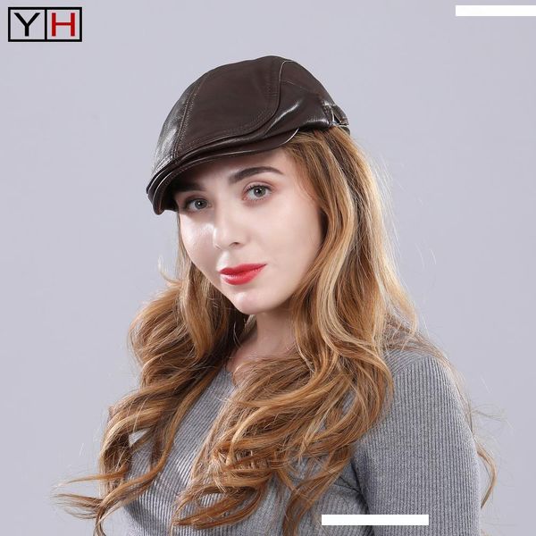 

lady genuine sheepskin duck tongue cap brand casual women fashion real leather hat spring autumn real sheepskin leather cap, Blue;gray