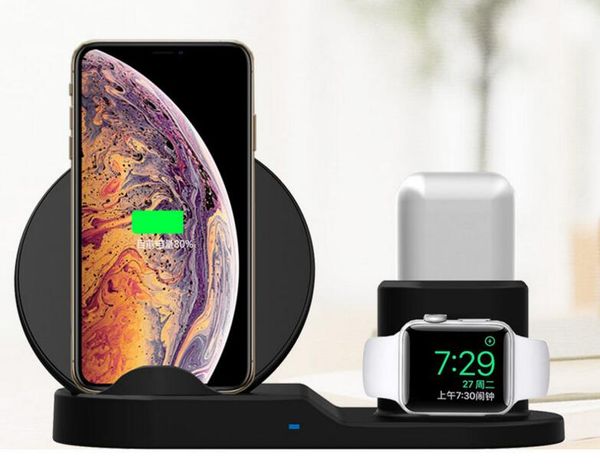 

3 in1 wirele charger dock holder for iphone 11 x max xr apple watch 4 3 2 airpod wirele pad 10w univer al
