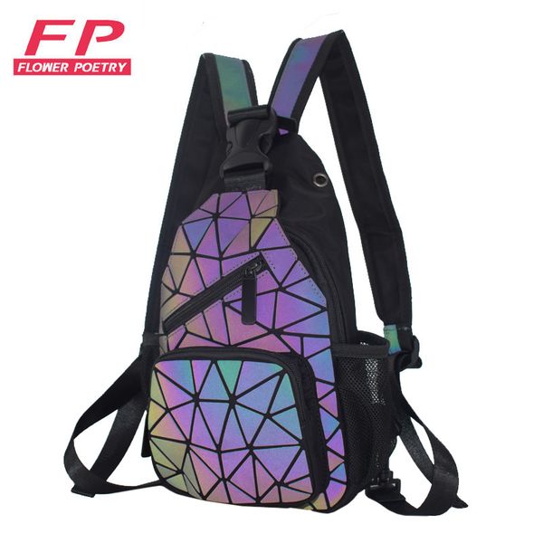 

new fashion women backpacks men geometric luminous backpack with headphone hole backpack school travel man shoulder chest bags
