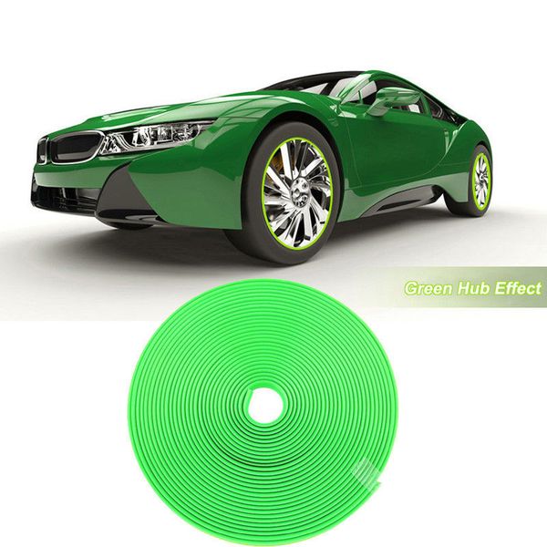 

8m car wheel hub rim edge protector ring tire strip guard rubber sticker green