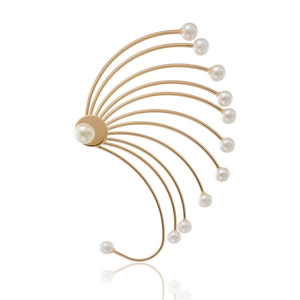 

clip-on & screw back diezi one piece fashion vintage brincos elegant statement pearl earrings jewelry gold color ear cuff clip for women, Silver