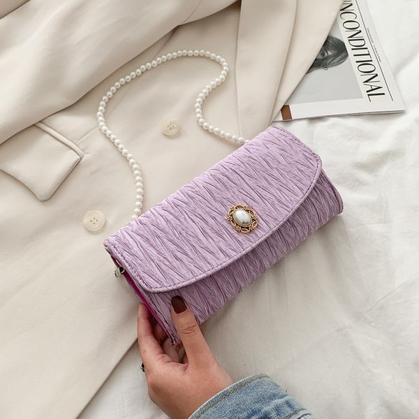 

women's bag vintage rhinestone pleated fish scales pearl accessories evening bag handbag shoulder messenger chain