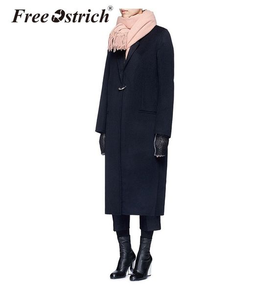 

ostrich autumn and winter new style women's wool coat long woolen coat single button slim type female fashion n30, Black