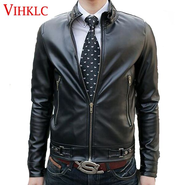 

men's leather & faux 2021 fashion autumn jacket men jaqueta couro masculino bomber sheepskin coat motorcycle g301, Black