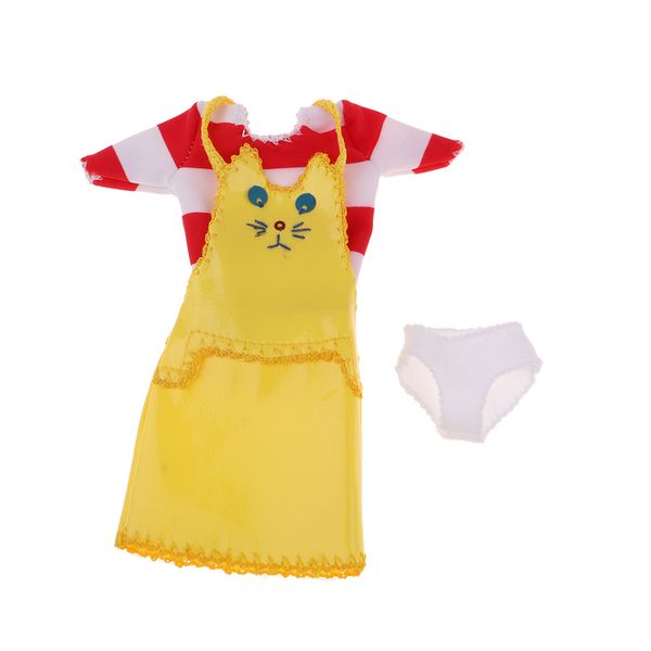 

1/6 прелестная девушка кукла костюм желтый suspender юбка с коротким рукавом для blythe doll kits