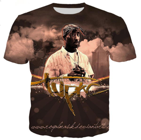 

popular singer rapper tupac 2pac t shirt men women funny 3d print summer short sleeve o neck crewneck casual a205, White;black