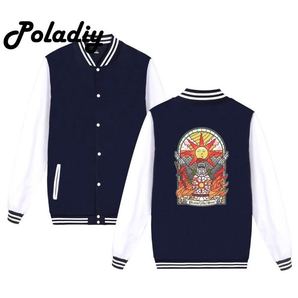 

church of the sun game dark souls ii 2 arteries praise the sun jacket men streetwear funny men coat baseball uniform jackets, Black;brown
