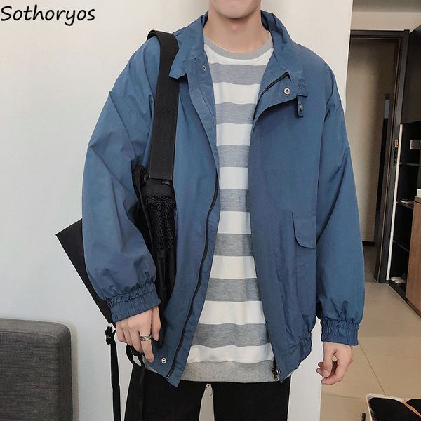 

jackets men chic spring new solid harajuku korean style zipper ins students turn-down collar ulzzang streetwear daily all-match, Black;brown