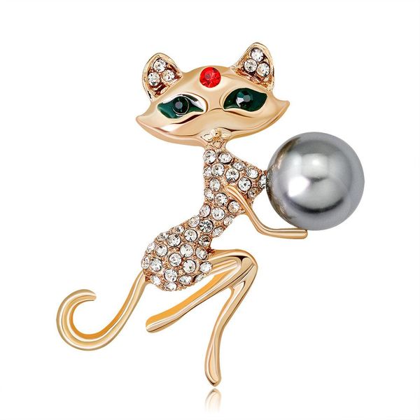 

korean style, high-end, high-end, fashionable, sweet, lovely green eyes, cat's brooch, women's brooch, Gray