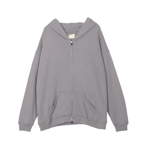 

made essentials fg drop shoulder hoodies men women oversized solid zipper hoody sweatshirts men hoodie, Black