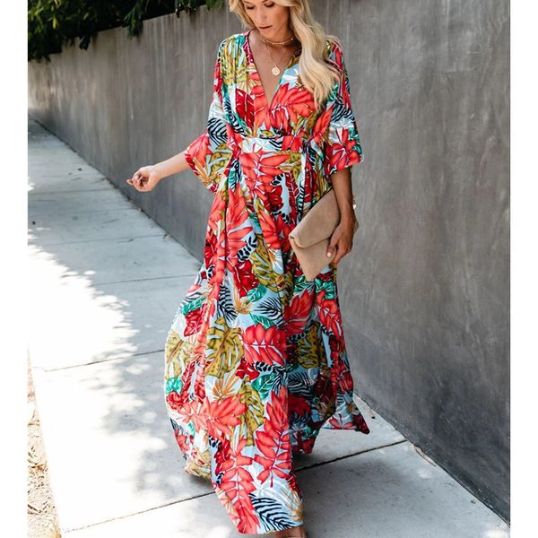 

cover-ups 2021 bohemian beach dress women swimsuit cover up kaftan tunic bikini pareo sarong beachwear bathing suit