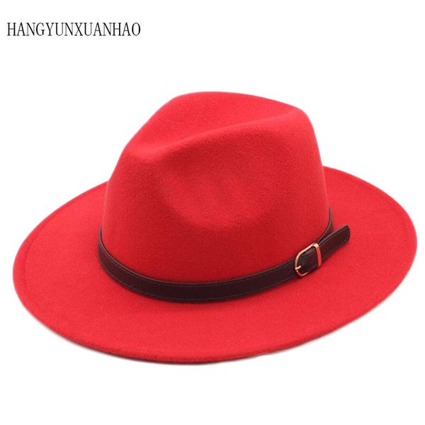 

bowler hat man men's fashion shallow fedora hats classic solid color belt gold buckle large size caps 60cm wool warm male, Blue;gray