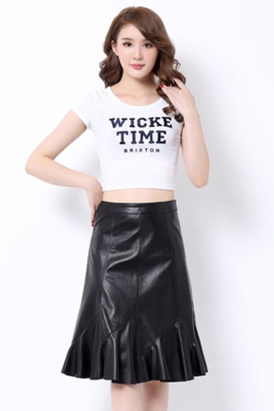 

2019 new fashion real sheep leather skirt o1, Black