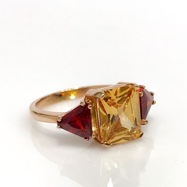 

baget citrine diamond workmanship silver ring, Golden;silver