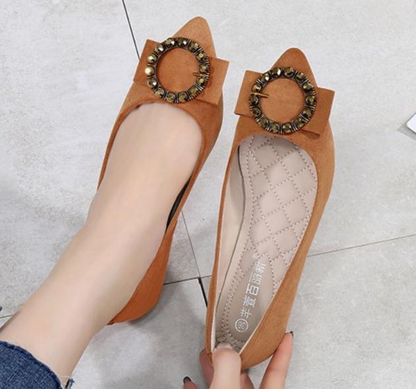 

women's shoes in spring and autumn flat bottom pointed end suede @b034, Black
