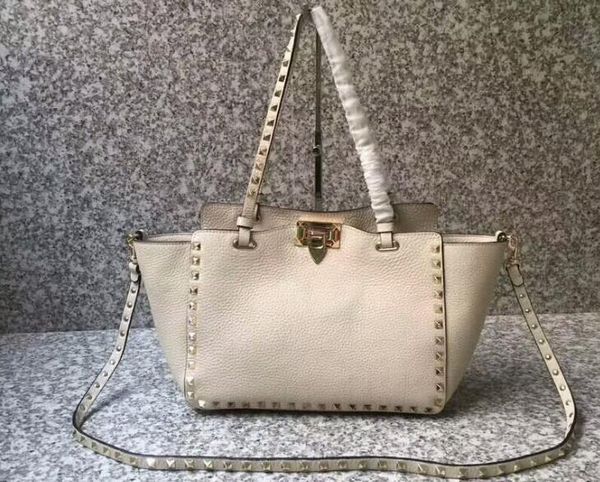 

5a quality 0037 26cm small grain calfskin leather studs shopping bag handles bag,with dust bag,dhl ing