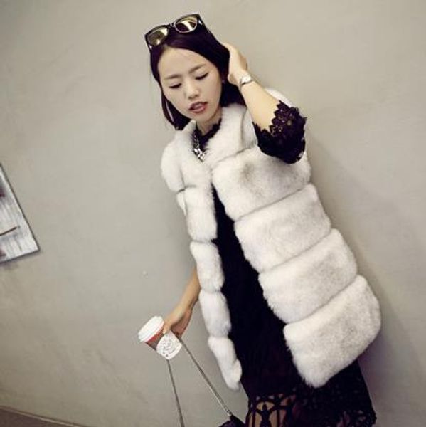 

furry 2019 winter women's faux fur coat artificial fur vest furry vests femme jackets plus size fake gilet q1032, Black