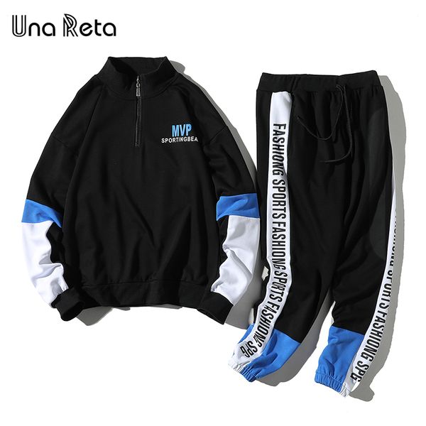 

una reta men's sportswear 2 piece track suit new streetwear men sports suit jogging zipper sweatshirt+pant set tracksuit, Gray