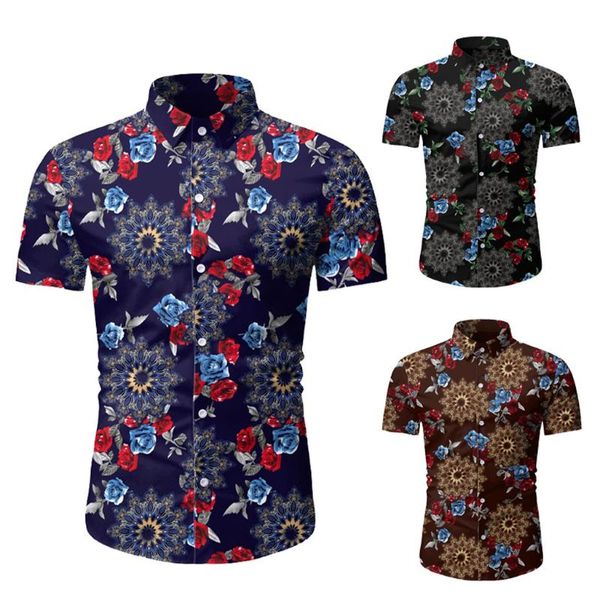 

men casual summer printed button short sleeve hawaiian shirt blouse new summer mens short sleeve hawaiian shirts casual 06, White;black