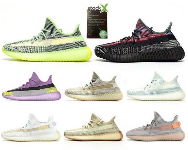 

2019 kanye west designer shoes black reflective zebra cream white blue tint mens womens running shoes sport sneakers with box 5-13